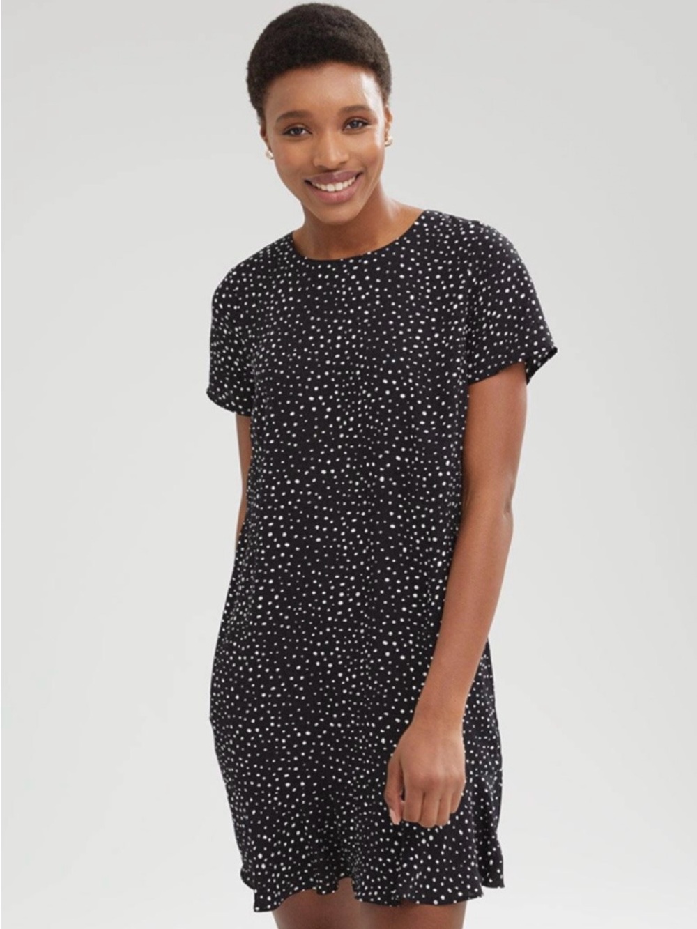 RW&CO. Black Polka Dot Short Sleeve Shift Dress - Summer Dress, Cocktail Dress